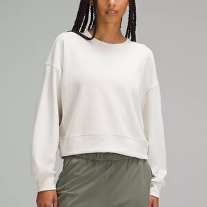 Lululemon Softstreme Perfectly Oversized Cropped Crew in White Opal, Size 4
